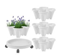 Fioriera per fragole - Torre per fioriera verticale, torre per piante impilabile con 4 livelli, torri per piante per fragole, supporto per fiori con ruote rimovibili, espositore da giardinaggio