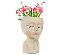 Fioriera per il viso - Fioriera da giardino in cemento, volto umano artistico | Vaso floreale in terracotta rustica, vaso floreale per patio all'aperto, supporto per contenitore per piante pronto per