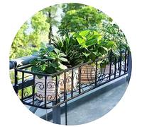 Fioriera per piante grasse da esterno, semplice, nera, 120 x 27 x 19 cm, supporto per vasi da fiori con ringhiera, elegante decorazione da giardino, perfetta per balconi e patii