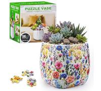 Fioriera puzzle 3D, 96 pezzi, vaso puzzle per adulti, piccolo vaso decorativo per la casa con drenaggio per piante da interno, piante grasse e cactus, portapenne (fiori lussuosi)