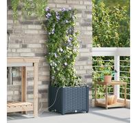 Fioriera quadrata moderna, 40 x 40 x 142 cm, design in rattan, per interni ed esterni, in plastica resistente alle intemperie con superficie strutturata, salvaspazio, per balcone e giardino,