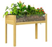 Fioriera Rettangolare 110x50x80 cm da 118L con 2 Fori di Drenaggio e Pareti Trasparenti in Legno di Abete