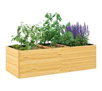 Fioriera Rettangolare 140x60x40 cm Divisa in 3 Aree con Strato in Tessuto non Tessuto in Legno di Abete