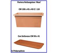 Fioriera Rettangolare 60 80 100 cm Vaso Fioriere da Esterno Balcone + Sottovaso