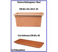 Fioriera Rettangolare 60 80 100 cm Vaso Fioriere da Esterno Balcone + Sottovaso