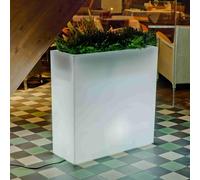 Fioriera rettangolare Hight con luce MOOVERE 80 cm di altezza, illuminata bianco traslucido, alimentata a cavo o batteria ricaricabile, per esterno/interno, design, per piante e fiori, 80x32x80 cm