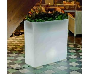 Fioriera rettangolare Hight con luce MOOVERE 80 cm di altezza, illuminata bianco traslucido, alimentata a cavo o batteria ricaricabile, per esterno/interno, design, per piante e fiori, 80x32x80 cm