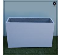 Fioriera rettangolare in cemento bianco alta per piante da esterno 100 80 cm