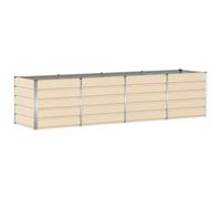 Fioriera rettangolare moderna in acciaio e plastica, avorio, 240 x 80 x 75 cm, per interni ed esterni, design robusto per giardino e terrazza