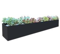 Fioriera rettangolare moderna in metallo, per davanzale della finestra, 81,3 cm, decorativa, per interni/esterni, tavolo o finestra, fioriera per davanzale (1 pezzo, nero)