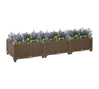 Fioriera Rialzata 120x40x23 cm in Polipropilene, Raised Garden Bed for Balcony, Patio, Outdoor, Brown Flower Box, Large Planter for Vegetables, Herbs, Flowers, Durable Weather-Resistant PP Material