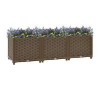 Fioriera Rialzata 120x40x38 cm in Polipropilene, Raised Garden Bed for Balcony and Courtyard, Large Outdoor Flower Pot for Plants Vegetables Herbs, Durable PP Material, Easy Assembly, Brown