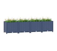 Fioriera Rialzata 160x40x38 cm in Polipropilene, Raised Garden Bed for Balcony & Courtyard, Durable Outdoor Flower Box with Elegant Design, Large Planting Space for Vegetables, Flowers, Blue Gray