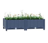 Fioriera Rialzata 80x40x23 cm in Polipropilene, Vaso da Giardino Rialzato per Piante Fiori e Orto, Grigio Blu, Resistente alle Intemperie, Ideale per Balcone Cortile e Giardino Fai Da Te
