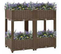 Fioriera Rialzata 80x40x71 cm in Polipropilene, 2-Tier Raised Garden Bed for Balcony Courtyard, Brown Outdoor Flower Pot, Durable PP Material, Deep Wide Planter for Vegetables Herbs Flowers