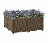 Fioriera Rialzata 80x80x38 cm in Polipropilene, Raised Garden Bed for Balcony & Patio, Large Brown Flower Pot for Plants Vegetables Herbs, Durable Outdoor Planter Box with Easy Assembly