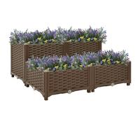 Fioriera Rialzata 80x80x38 cm in Polipropilene, Raised Garden Bed for Vegetables Flowers Herbs, Outdoor Planters Brown, Large DIY Gardening Container, Durable PP Material, Easy Assembly