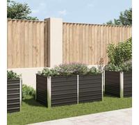 Fioriera Rialzata Antracite 160x80x77 cm in Acciaio Zincato, Raised Garden Bed for Vegetables Flowers Herbs, Large Metal Planter Box with Folded Edges, Durable Steel Outdoor for Balcony Terrace Patio