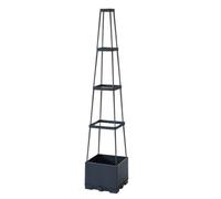 Fioriera rialzata autoirrigante con traliccio regolabile per pomodori, per rampicanti, piselli, fiori e verdure, adatta per giardinaggio interno ed esterno (4 grano del legno)