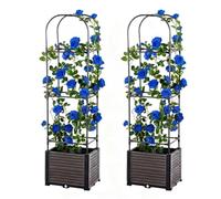 Fioriera rialzata con innaffiatura automatica con traliccio, 2 confezioni fioriera verticale su ruote, per piante rampicanti/verdure/fiori, traliccio da giardino a forma di u 40 x 40 x 150 cm