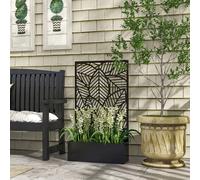 Fioriera Rialzata con Spalliera Decorativa per Rampicanti da Terra e Parete in Metallo, 61x23x113 cm, Nero