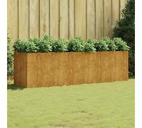 Fioriera Rialzata da Giardino in Acciaio Corten 280x80x80 cm, Fioriera Moderna per Piante Fiori e Orto, Vaso Rialzato con Design Aperto Supporto Interno, Ideale per Balcone Patio e Giardino