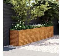 Fioriera Rialzata da Giardino in Acciaio Corten 385x50x69 cm - Fioriera Moderna per Piante, Fiori e Orto Design Sicuro con Bordi Piegati Ideale per Giardino, Balcone Patio - Durevole e Resistente