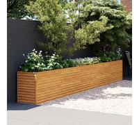 Fioriera Rialzata da Giardino in Acciaio Corten 482x50x69 cm, Fioriera Moderna per Piante Fiori Erbe, Vaso Rialzato per Orto Balcone Patio, Design Sicuro con Bordi Piegati e Supporto Rinforzato
