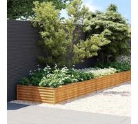 Fioriera Rialzata da Giardino in Acciaio Corten 770x100x36 cm, Fioriera Moderna per Piante Fiori Erbe, Vasi da Giardino Resistente alle Intemperie, Ideale per Balcone Patio con Bordi Piegati