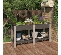 vidaXL Fioriera Rialzata Giardino con Ripiano Grigia 150x50x75 cm WPC