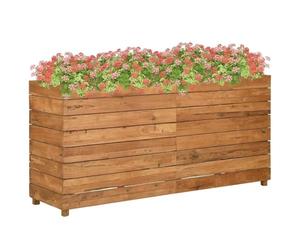 Fioriera rialzata in teak riciclato con ripiano in acciaio per giardino, balcone e terrazza, robusta fioriera con altezza regolabile e struttura semplice, design personalizzato