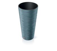 Fioriera rotonda in legno e grano effetto alto, per interni ed esterni, decorazione contemporanea moderna, diametro 25 cm (blu scandinavo)