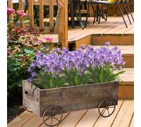 Fioriera rustica in legno con , carrello per fiori, fioriera da giardino,