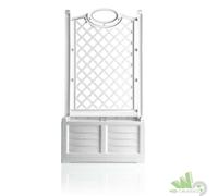 FIORIERA SEPARE CON SPALLIERA GRIGLIATO RAMPICANTI 80X42,5X150 CM BIANCO RESINA