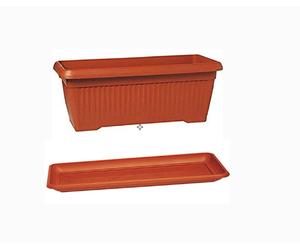 FIORIERA SIMILCOTTO A RIGHE IN PLASTICA +PIATTO TERRACOTTA ARCA VASI DA GIARDINO