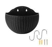 Fioriera sospesa a semicerchio, da appendere alla parete, in finto rattan, cestino da giardino per balcone