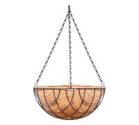 Fioriera sospesa in metallo - Portico porta piante in filo tondo, Porta piante in filo tondo con rivestimento in fibra di cocco, Vaso sospeso per piante da esterno, Vasi da fiori rotondi sospesi, Port