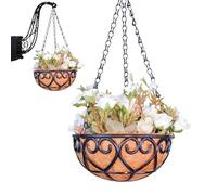 Fioriera sospesa per esterni, con vaso in resina, 10 pollici, vaso rotondo per fiori, decorazione da giardino, terrazze, supporto per piante durevole, per prati, balconi, tutti i giorni