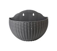 Fioriera sospesa, semicerchio in rattan, cestino da esterno con ganci, a mezza luna, per piante da parete, decorativo, balcone, recinzione, giardino, porta piante da interno