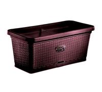 Stefanplast Fioriera Natural – Vaso rettangolare in plastica stile rattan 80×40×34 cm Moka