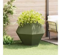 vidaXL Fioriera Verde Oliva 100 x 100 x 80 cm Acciaio, Giardino e terrazza, Vaso Outdoor Resistente, Contenitore Rettangolare per Erbe, Ottima Decorazione