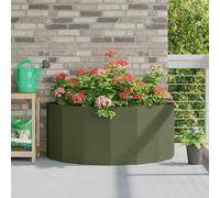 vidaXL Fioriera Verde Oliva 120 x 60 x 50 cm Acciaio, Vaso da Giardino, Supporto in Acciaio, Decorativo per Esterni, Contenitore Robusto, Accento in Serra