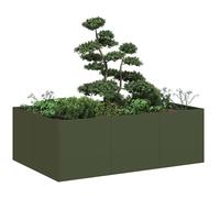 vidaXL Fioriera Verde Oliva 120x80x40 cm in Acciaio, Vaso per Piante, Supporto per Piante, Letto rialzato, Supporto per fioriera, Vassoio per Piante