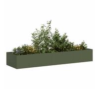 vidaXL Fioriera Verde Oliva 280x80x40 cm in Acciaio, Vaso per Piante, Supporto per Piante, Letto rialzato, Supporto per fioriera, Vassoio per Piante