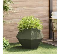 vidaXL Fioriera Verde Oliva 75 x 75 x 60 cm Acciaio, Giardino e terrazza, Vaso Outdoor Resistente, Contenitore Rettangolare per Erbe, Ottima Decorazione