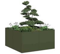 Fioriera Verde Oliva 80x80x40 cm in Acciaio Laminato a Freddo - Elegant Raised Garden Bed for Outdoor Spaces, Durable Cold Rolled Steel Planter Box with Open Bottom Design for Balcony, Patio, Yard