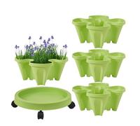 Fioriera verticale da giardino, 4 vasi per piante, supporto con ruote rimovibili, da giardinaggio vasi da fiori espositore verticale per piante grasse vegetali