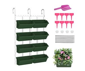 Fioriera verticale da giardino, fioriera, ringhiera multistrato, per piantare verdure e fiori, piante grasse, verdura, fragola, balcone, vasi pensili per piante (verde scuro)