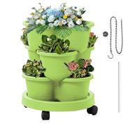 Fioriera verticale da giardino, impilabile, con ruote, per interni ed esterni, balcone, patio, cortile, prato, serra