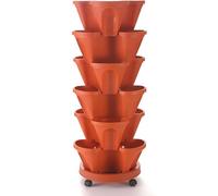 Fioriera verticale impilabile a 6 ripiani per fragole in plastica per fiori ed erbe aromatiche per interni ed esterni, giardino, patio e balcone